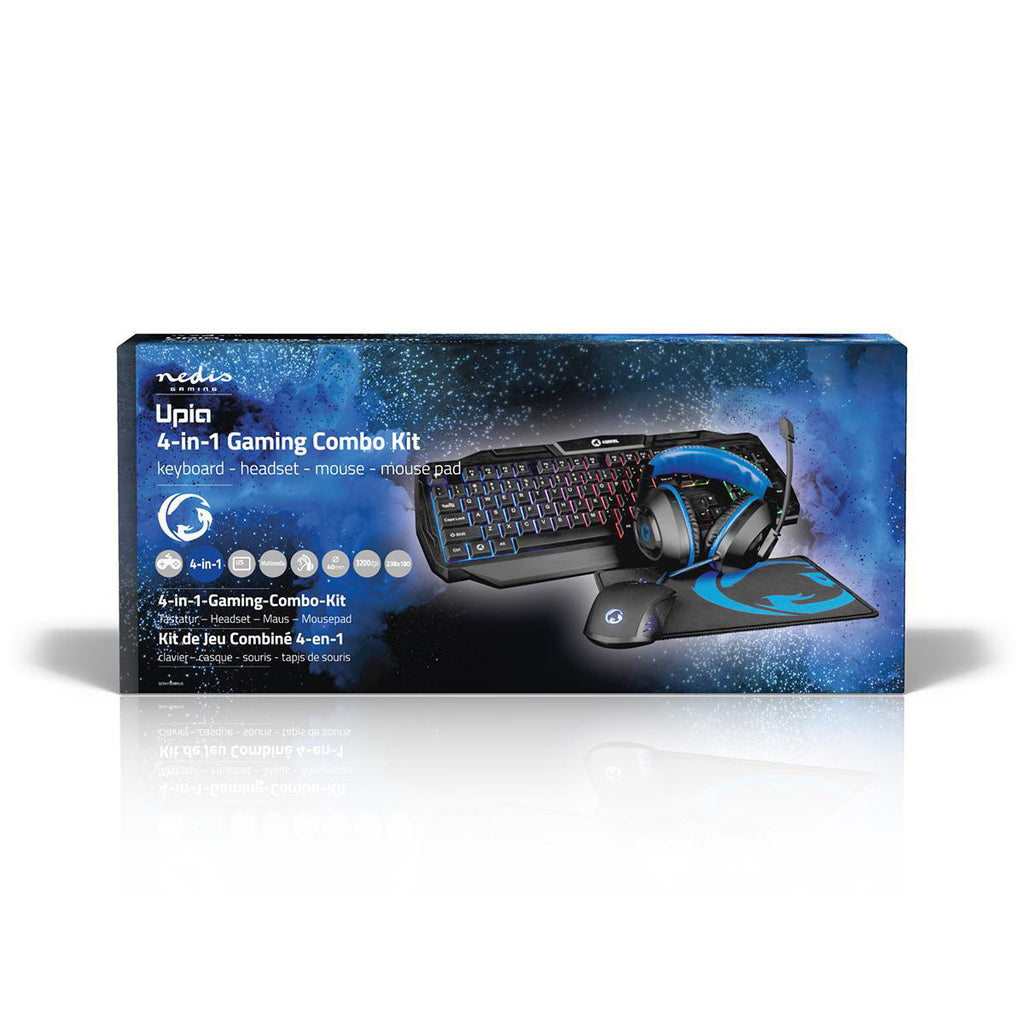 Gaming Combo Kit | 4-in-1 | Billentyűzet, fejhallgató, egér és egérpad | Fekete / Kék | QWERTY | US Kiosztás