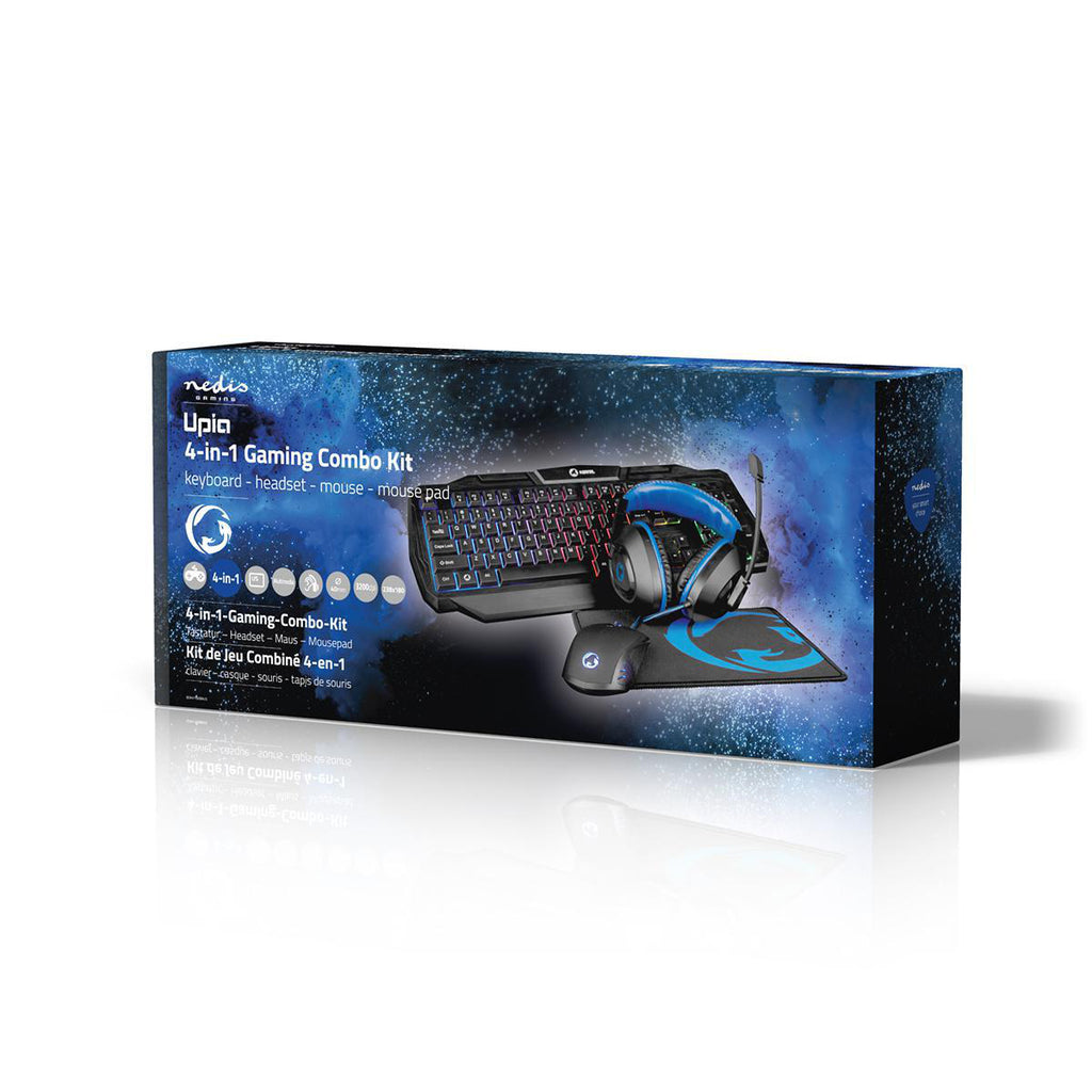 Gaming Combo Kit | 4-in-1 | Billentyűzet, fejhallgató, egér és egérpad | Fekete / Kék | QWERTY | US Kiosztás