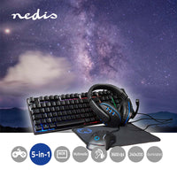 Gaming Combo Kit | 5-in-1 | Billentyűzet, fejhallgató, egér és egérpad | Fekete | QWERTY | ND Kiosztás