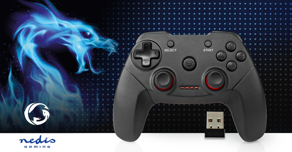 gamepad | Vezeték Nélküli | Elemes Áramellátás | PC | Gombok száma: 11 | Kábel hossz_ 1.00 m | Fekete