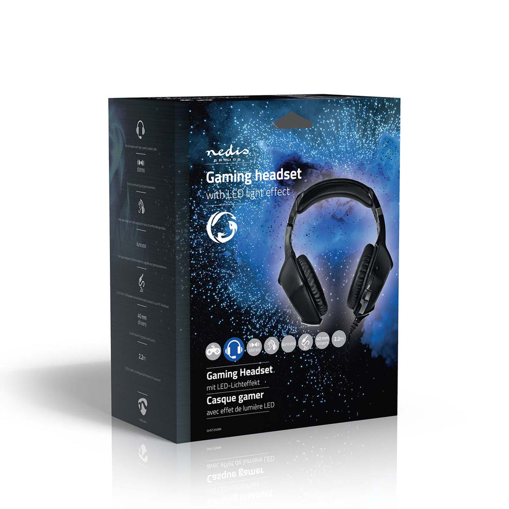 Gaming Headset | Teljes Fület Befedő Kialakítás | Stereo | USB Type-A / 2x 3.5 mm | Felhajtható Mikrofon | 2.20 m | LED