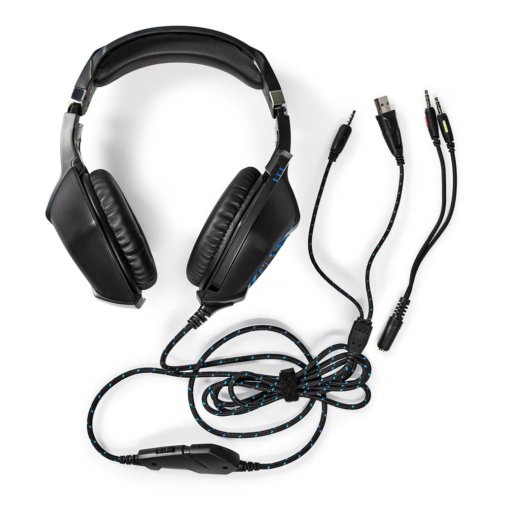 Gaming Headset | Teljes Fület Befedő Kialakítás | Stereo | USB Type-A / 2x 3.5 mm | Felhajtható Mikrofon | 2.20 m | LED