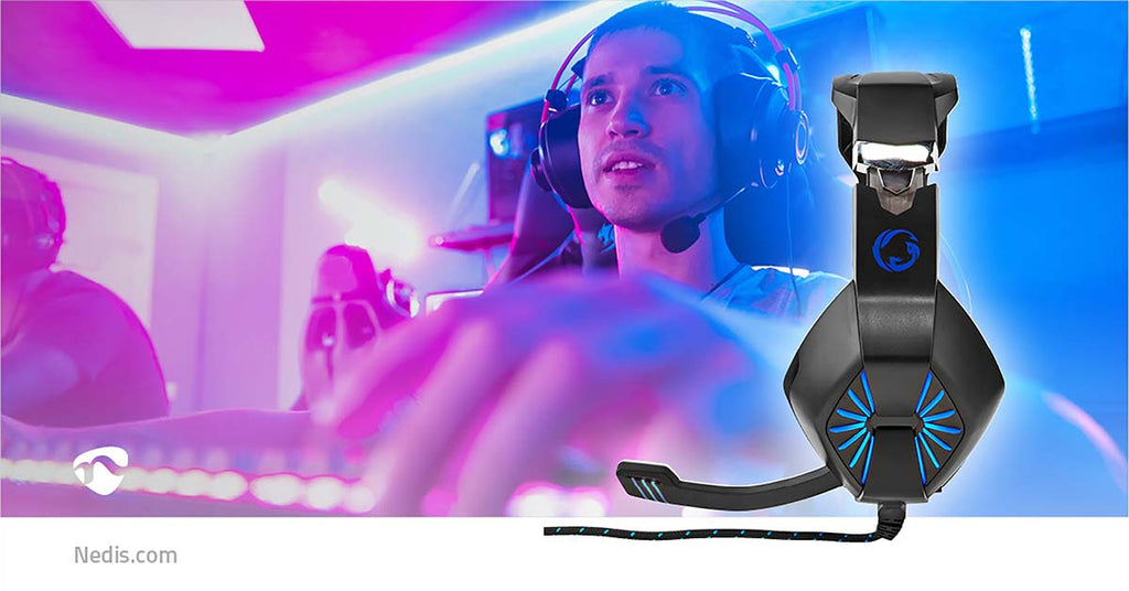 Gaming Headset | Teljes Fület Befedő Kialakítás | Stereo | USB Type-A / 2x 3.5 mm | Felhajtható Mikrofon | 2.20 m | LED
