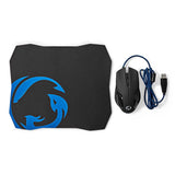 Gaming Mouse & Mouse Pad Set | Vezetékes | DPI_ 1200 / 2400 / 4800 / 7200 dpi | Állítható DPI | Gombok száma: 6 | Programozható gombok | Jobbkezes | 1.50 m | Világítás Nélkül