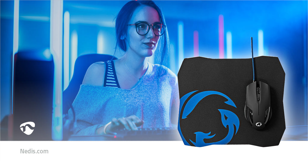 Gaming Mouse & Mouse Pad Set | Vezetékes | DPI_ 1200 / 2400 / 4800 / 7200 dpi | Állítható DPI | Gombok száma: 6 | Programozható gombok | Jobbkezes | 1.50 m | Világítás Nélkül