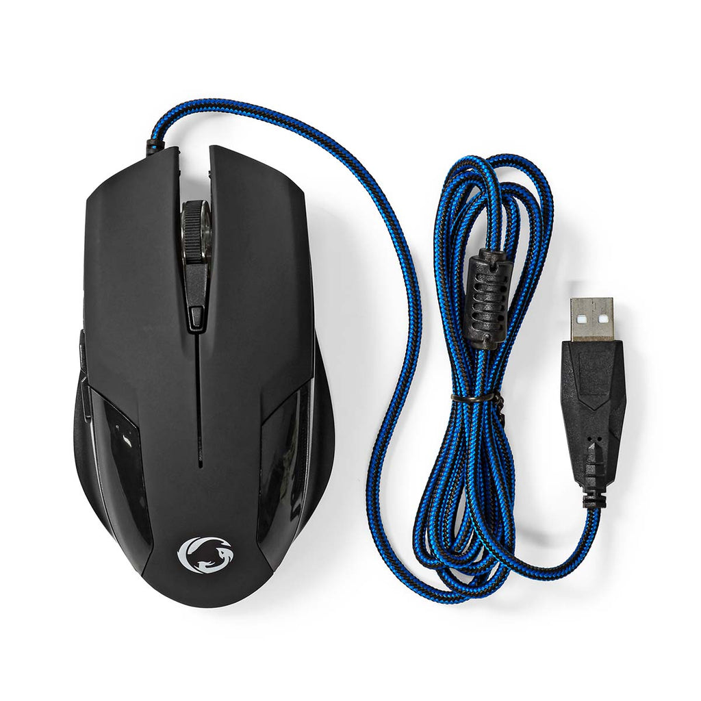 Gaming Mouse | Vezetékes | DPI_ 1200 / 2400 / 4800 / 7200 dpi | Állítható DPI | Gombok száma: 6 | Programozható gombok | Jobbkezes | 1.50 m | Világítás Nélkül