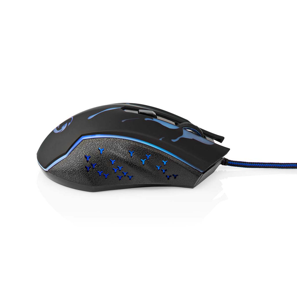Gaming Mouse | Vezetékes | DPI_ 1200 / 1800 / 2400 / 3600 dpi | Állítható DPI | Gombok száma: 6 | Programozható gombok | Jobbkezes | 1.50 m | LED