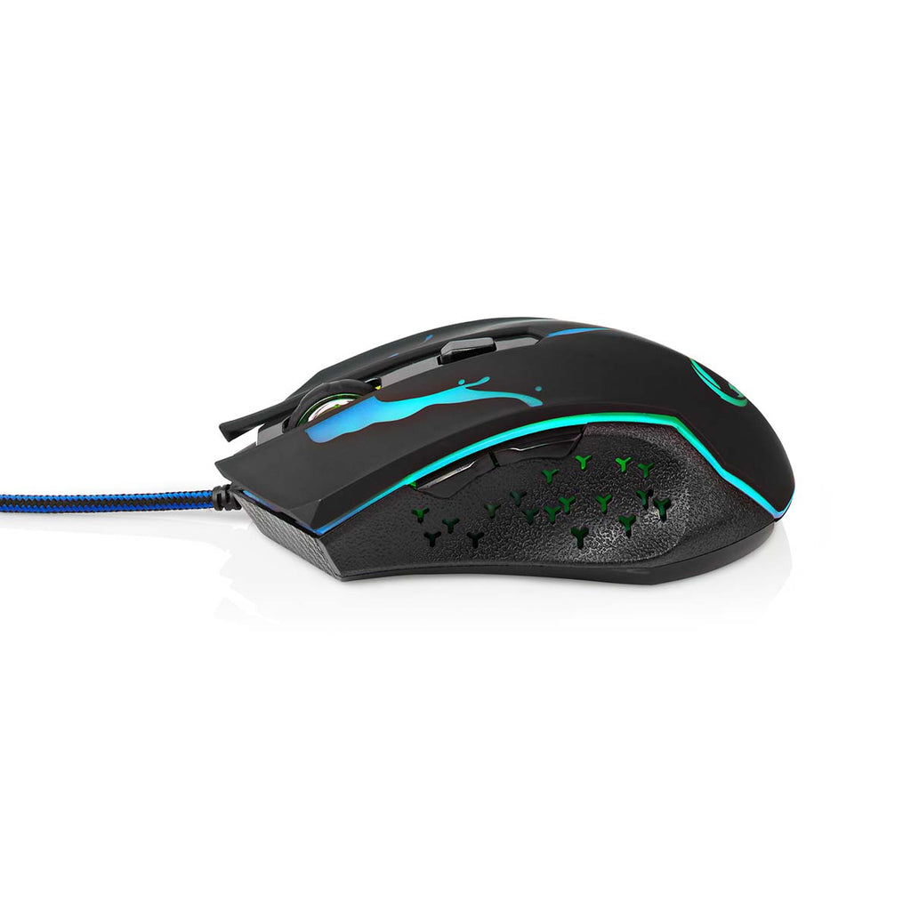 Gaming Mouse | Vezetékes | DPI_ 1200 / 1800 / 2400 / 3600 dpi | Állítható DPI | Gombok száma: 6 | Programozható gombok | Jobbkezes | 1.50 m | LED