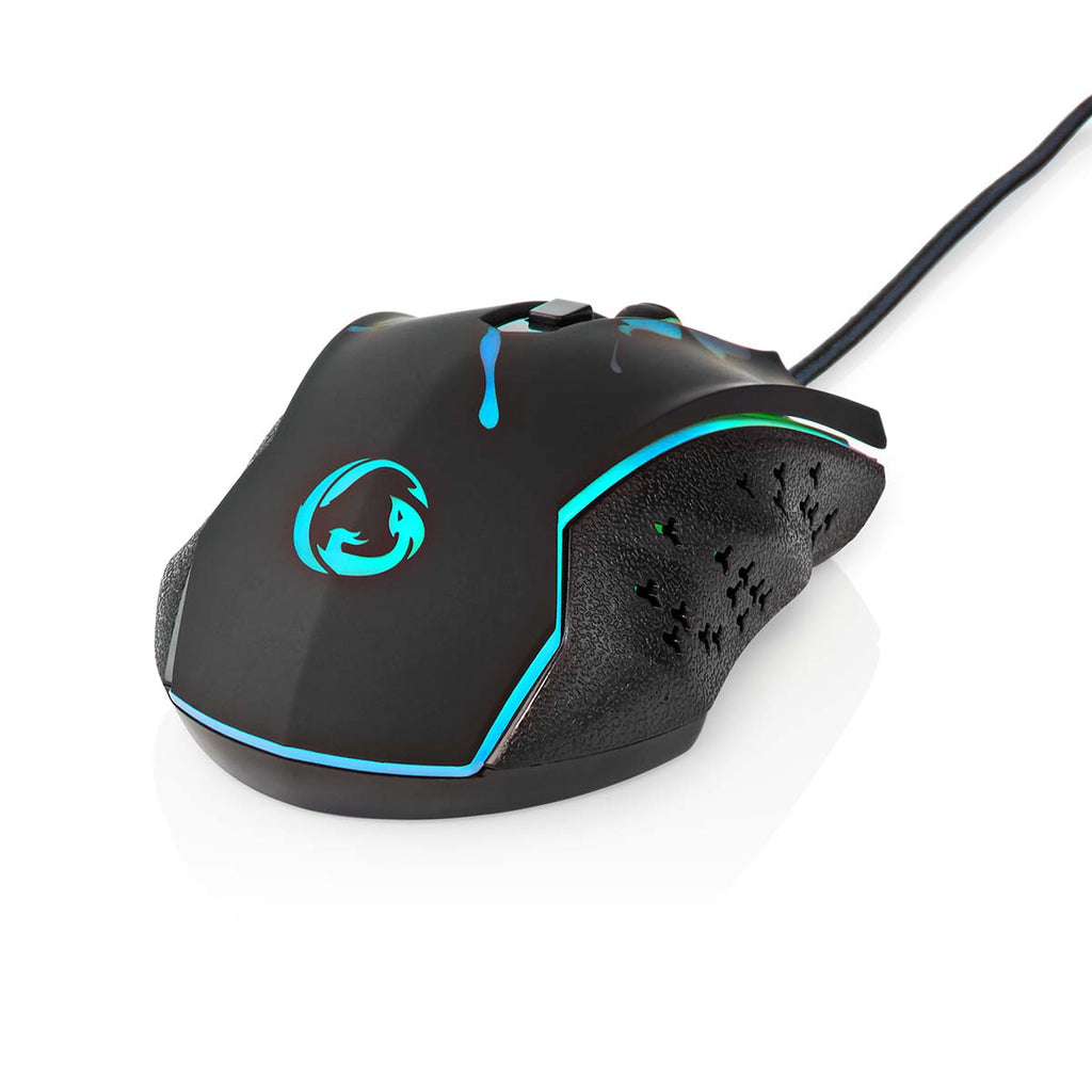 Gaming Mouse | Vezetékes | DPI_ 1200 / 1800 / 2400 / 3600 dpi | Állítható DPI | Gombok száma: 6 | Programozható gombok | Jobbkezes | 1.50 m | LED