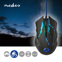 Gaming Mouse | Vezetékes | DPI_ 1200 / 1800 / 2400 / 3600 dpi | Állítható DPI | Gombok száma: 6 | Programozható gombok | Jobbkezes | 1.50 m | LED