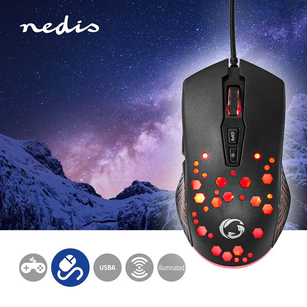 Gaming Mouse | Vezetékes | DPI_ 800 / 1200 / 2400 / 3200 / 4800 / 7200 dpi | Állítható DPI | Gombok száma: 7 | Programozható gombok | Jobbkezes | 1.50 m | RGB