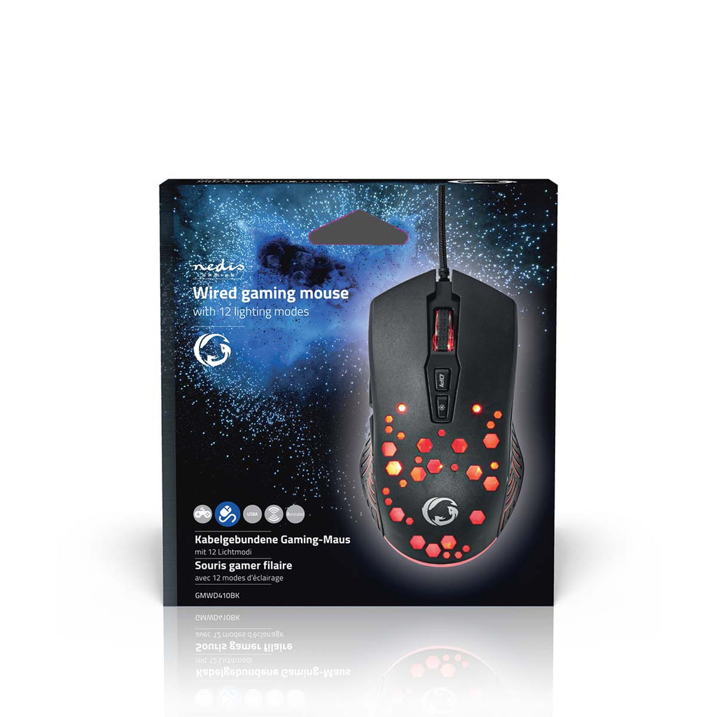 Gaming Mouse | Vezetékes | DPI_ 800 / 1200 / 2400 / 3200 / 4800 / 7200 dpi | Állítható DPI | Gombok száma: 7 | Programozható gombok | Jobbkezes | 1.50 m | RGB