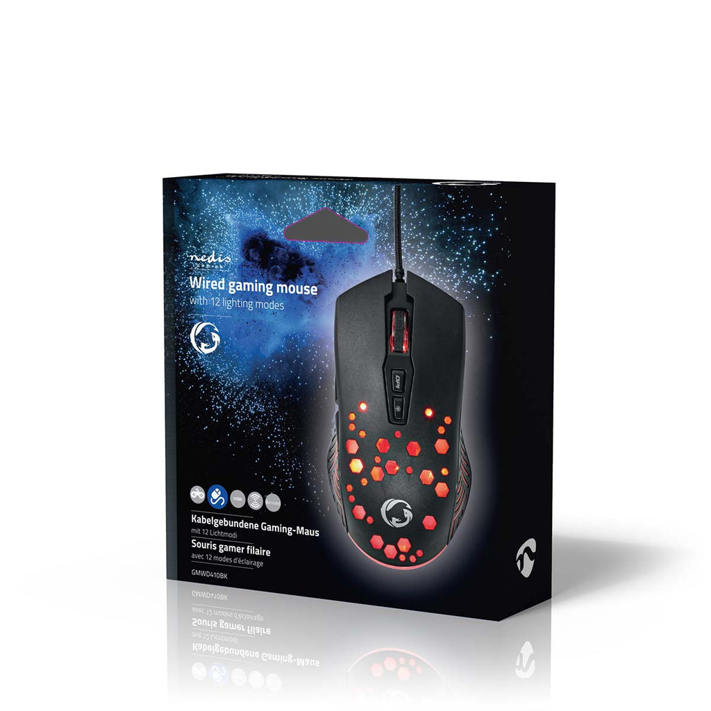 Gaming Mouse | Vezetékes | DPI_ 800 / 1200 / 2400 / 3200 / 4800 / 7200 dpi | Állítható DPI | Gombok száma: 7 | Programozható gombok | Jobbkezes | 1.50 m | RGB