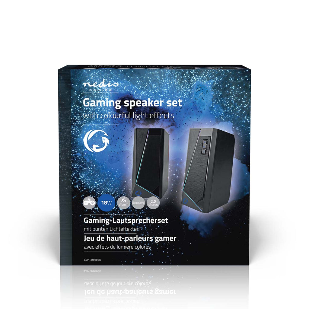 Gaming hangszóró | Hangszórócsatornák: 2.0 | USB-áramellátású | 3.5 mm Dugasz | 18 W | LED | Hangerő szabályozás