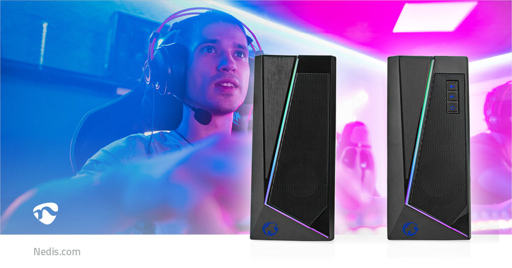 Gaming hangszóró | Hangszórócsatornák: 2.0 | USB-áramellátású | 3.5 mm Dugasz | 18 W | LED | Hangerő szabályozás