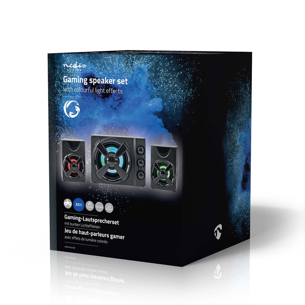 Gaming hangszóró | Hangszórócsatornák: 2.1 | USB-áramellátású | 3.5 mm Dugasz | 33 W | LED | Hangerő szabályozás