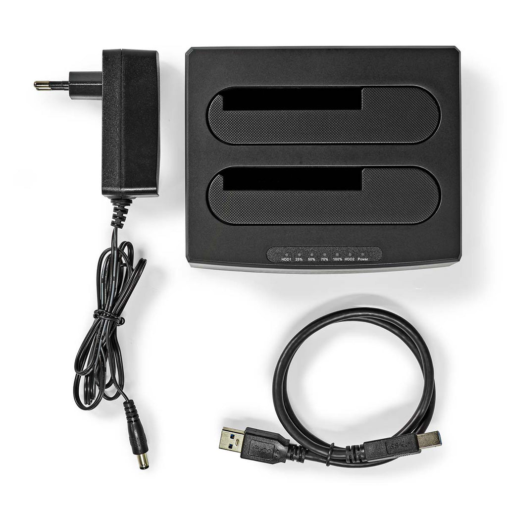 Merevlemez dokkoló állomás | USB 3.2 Gen1 | USB Type-A | 2 Lemez | 2.5 / 3.5 " | USB 3.2 Gen1 | Dokkolás | Asztal