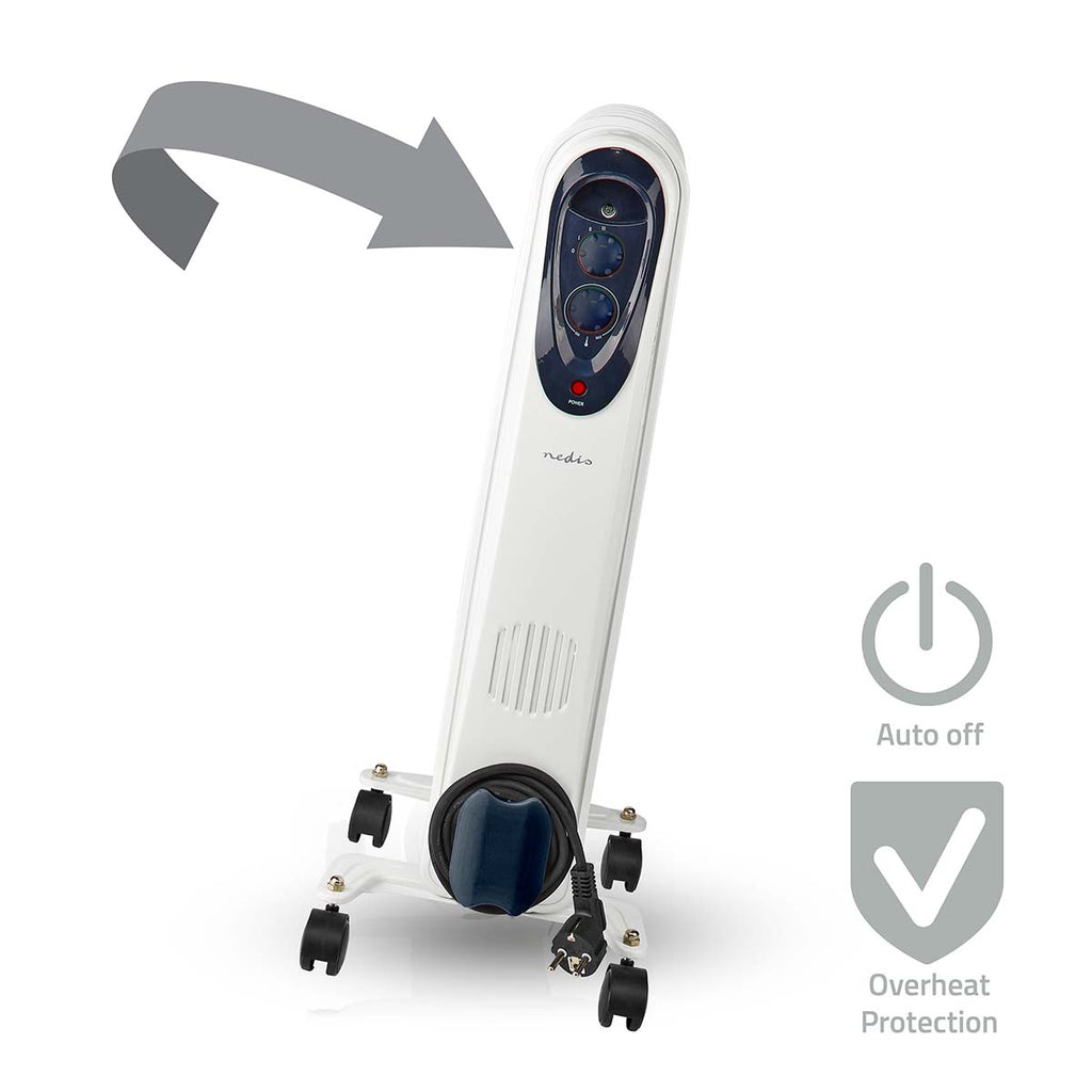Mobile Olaj hűtő | 1000 / 1500 / 2500 W | 11 Uszony | Állítható hőmérséklet | 3 Hőbeállítások | Borulás ellen védett | Fehér