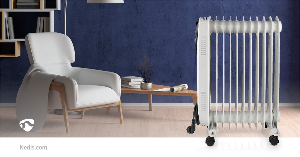 Mobile Olaj hűtő | 1000 / 1500 / 2500 W | 11 Uszony | Állítható hőmérséklet | 3 Hőbeállítások | Borulás ellen védett | Fehér
