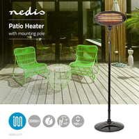 Free Standing Terasz Melegítő | 2000 W | 3 Hőbeállítások | Borulás ellen védett | IP34 | Fekete