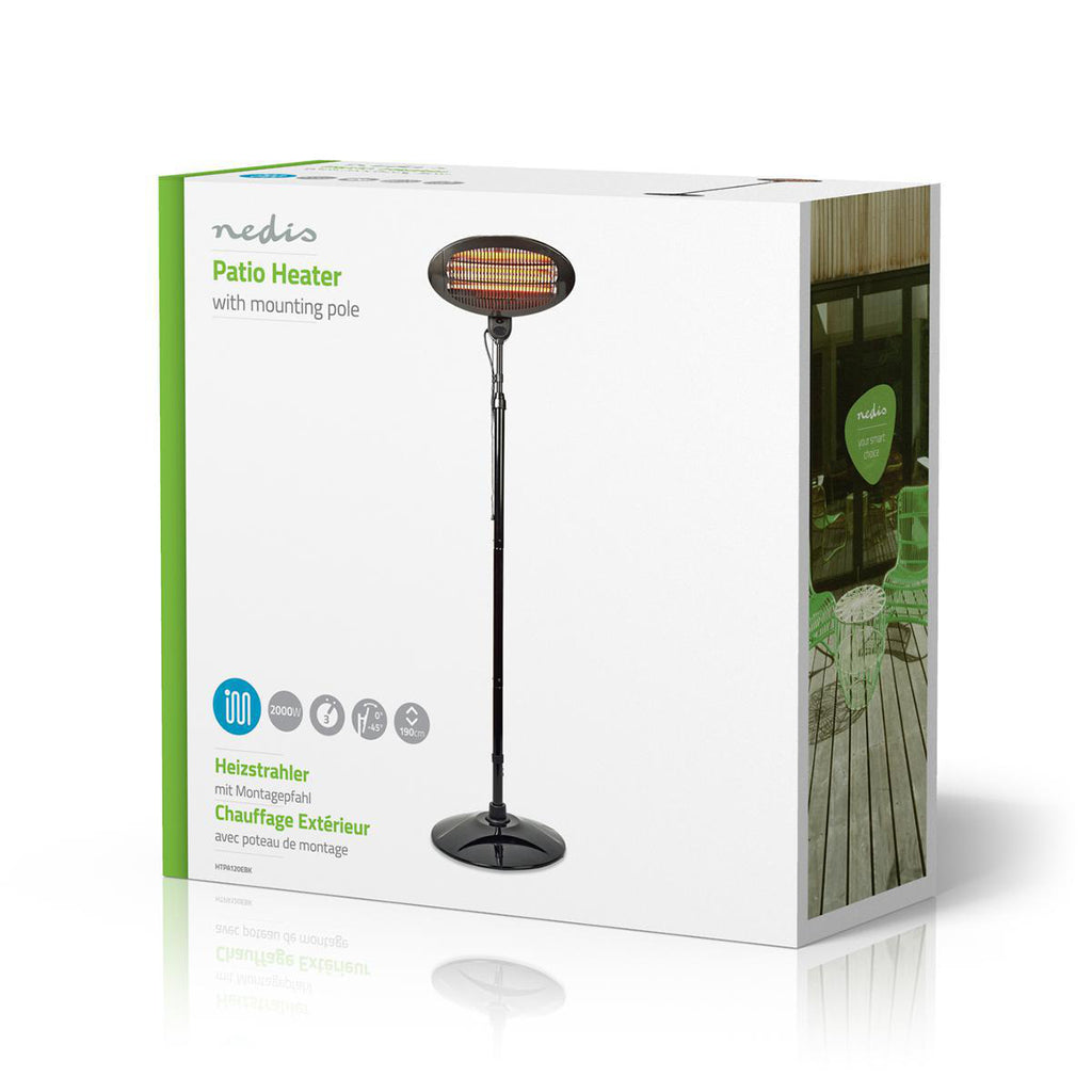 Free Standing Terasz Melegítő | 2000 W | 3 Hőbeállítások | Borulás ellen védett | IP34 | Fekete
