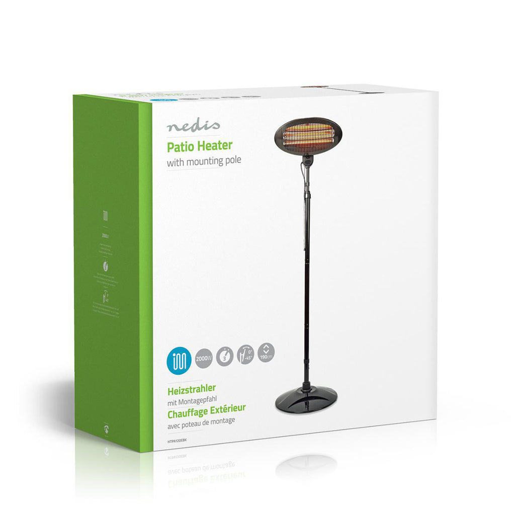 Free Standing Terasz Melegítő | 2000 W | 3 Hőbeállítások | Borulás ellen védett | IP34 | Fekete