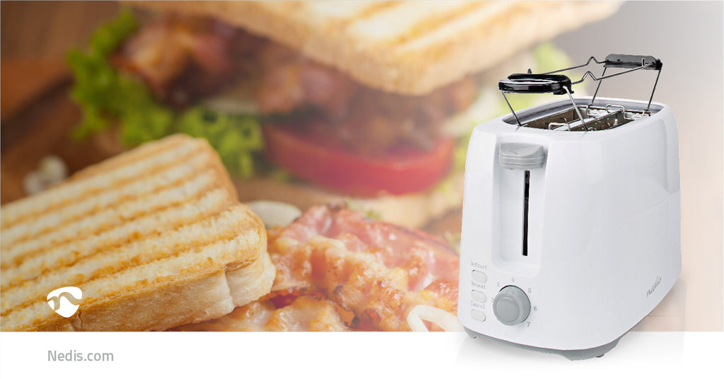 Kenyérpirító | 2 Bővítőhely | Barnítási szint_ 7 | Kiolvasztási lehetőség | Péksütemény tartó | Fehér