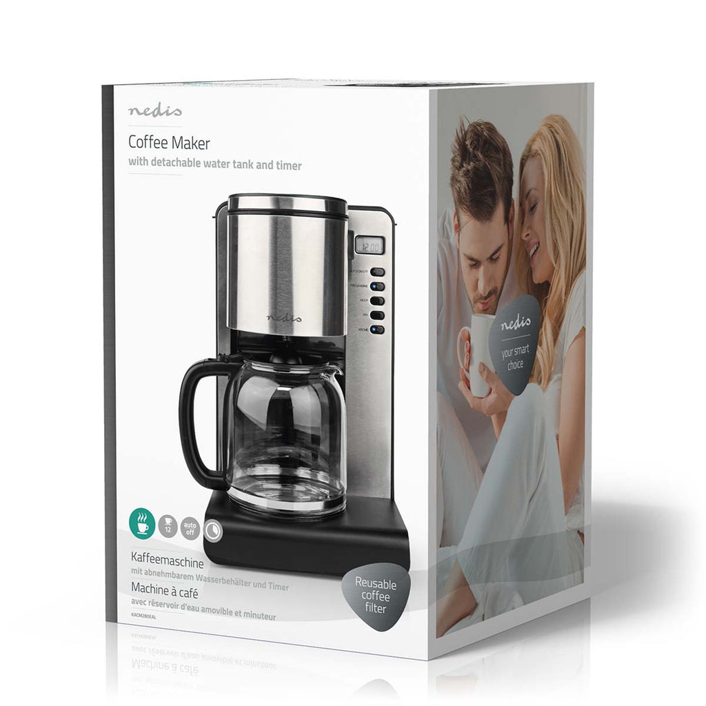 Kávéfőző | Maximális kapacitás: 1.5 l | Egyidejű csészék száma: 12 | Melegen tartó funkció | Bekapcsolás időzítő | LCD Kijelző | Óra funkció | Aluminium / Fekete