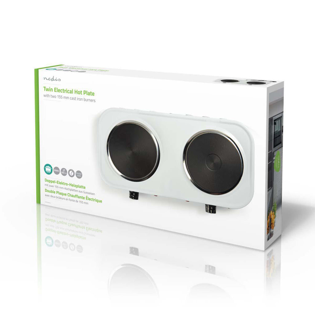 Elektromos főzőlap | Főzőzónák: 2 | 2000 W | Túlmelegedés elleni védelem | Fehér