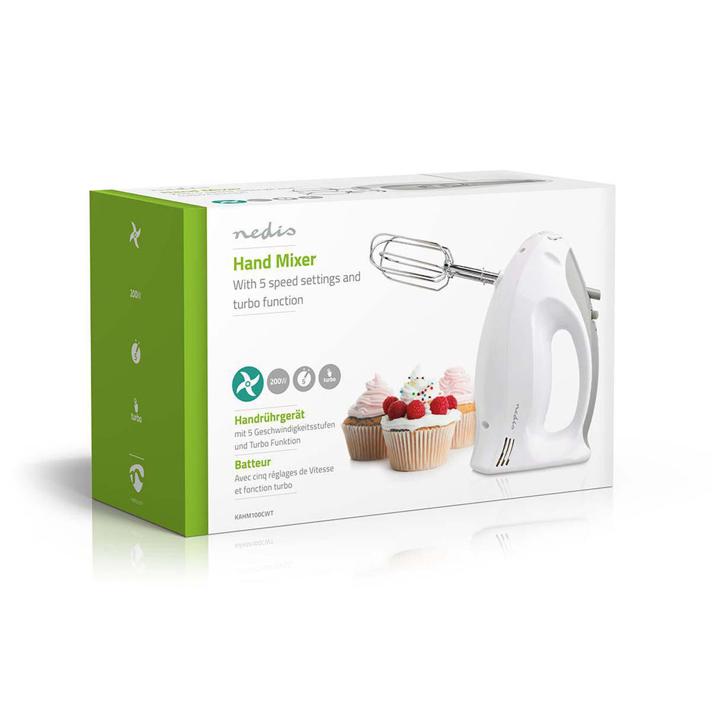 Kézi mixer | 200 W | 5 Sebesség Beállítás | Turbó funkció | 2 Habverő / 2 Tészta Tartó | Fehér / Szürke