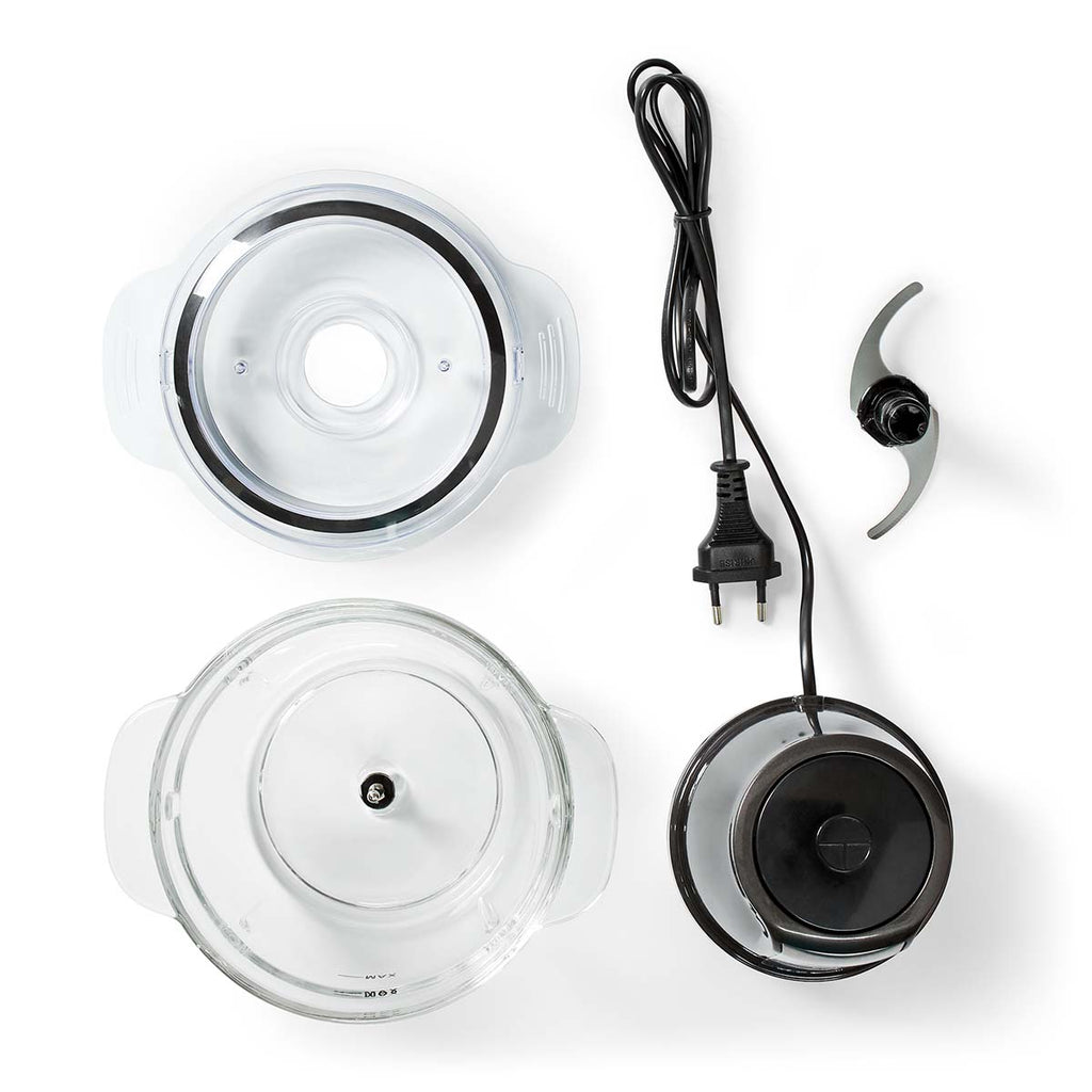 Élelmiszer Aprító | 500 W | 1000 l | Üveg | 1 Sebességes | Ezüst / Fekete