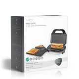 Több grillező | Grill / Sandwich / Waffle | 900 W | 28 x 15 cm | Automatikus hőmérséklet-szabályozással | Műanyag / Rozsdamentes Acél