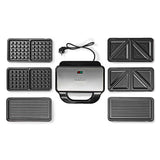 Több grillező | Grill / Sandwich / Waffle | 900 W | 28 x 15 cm | Automatikus hőmérséklet-szabályozással | Műanyag / Rozsdamentes Acél