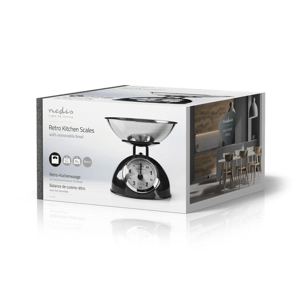 Digitális konyhai mérleg | Analog | Rozsdamentes Acél | Kivehető tálat tartalmaz | Fekete