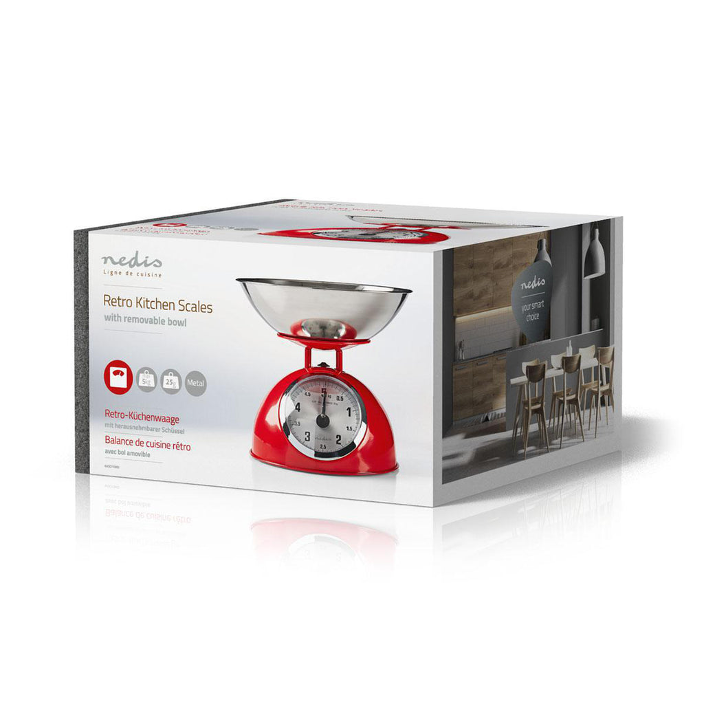 Retró stílusú konyhai mérleg | Analóg | Fém | Vörös