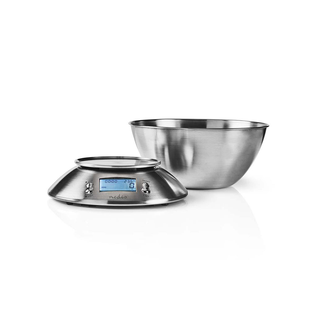 Digitális konyhai mérleg | Megvilágított LCD | Hőmérséklet | Ébresztőóra | Fém