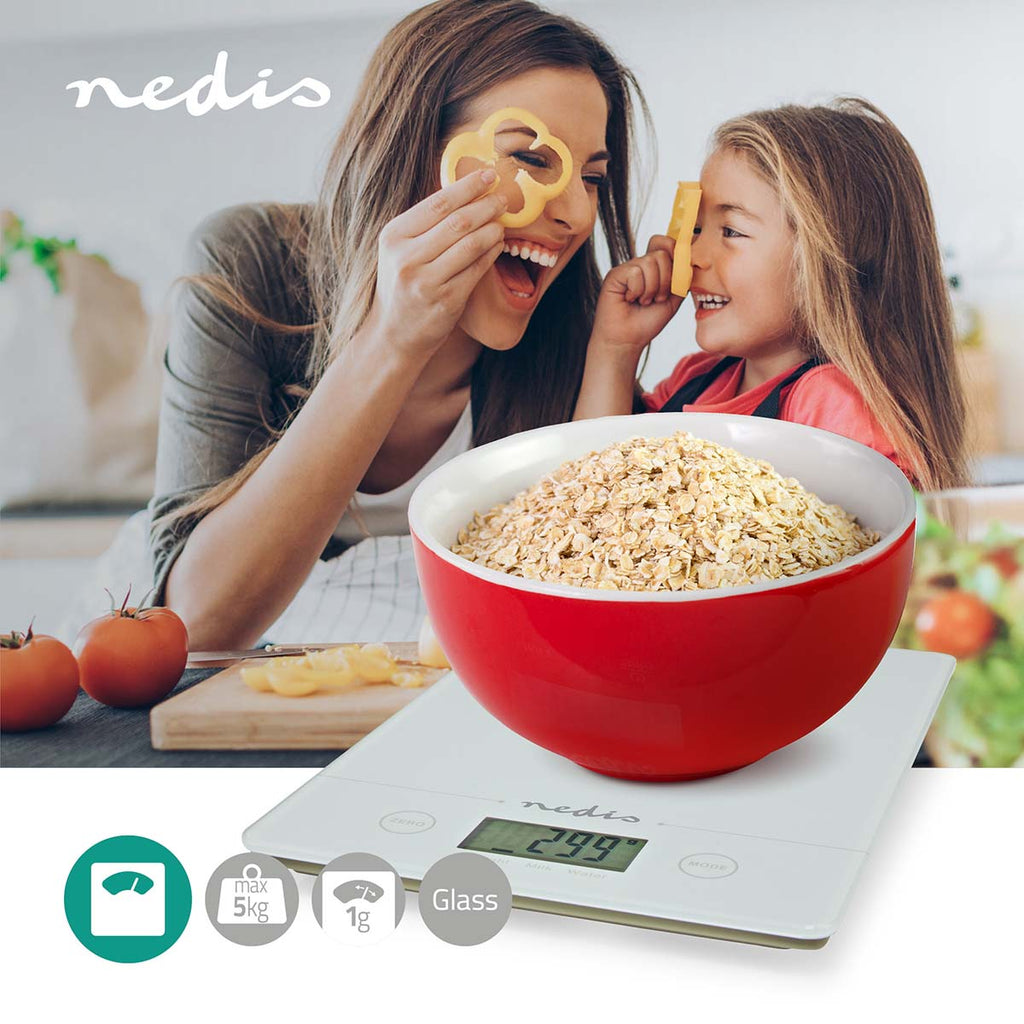 Konyhai mérleg | Digitális | Műanyag / Üveg | CR 2032 Akkumulátor | Fehér