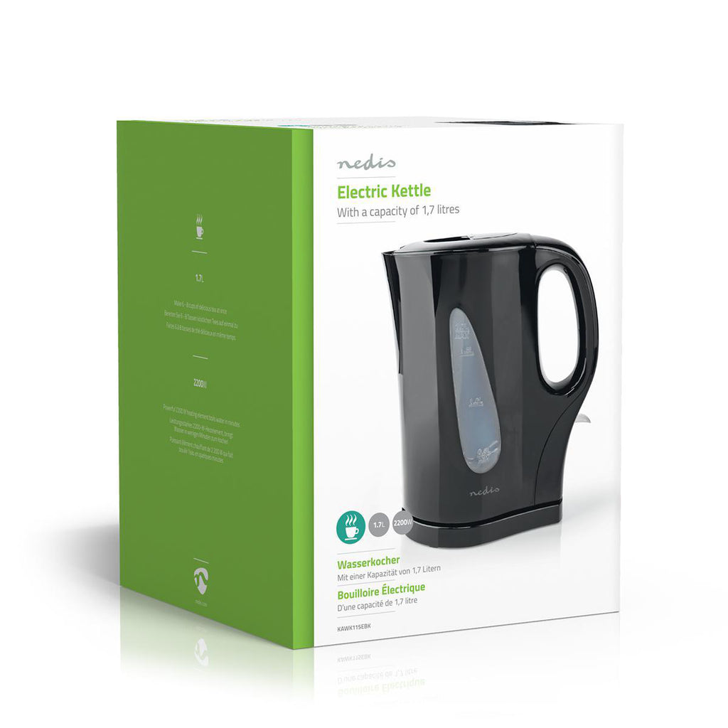 Elektromos vízforraló | 1.7 l | Műanyag | Fekete | Üresen forralás elleni védelem