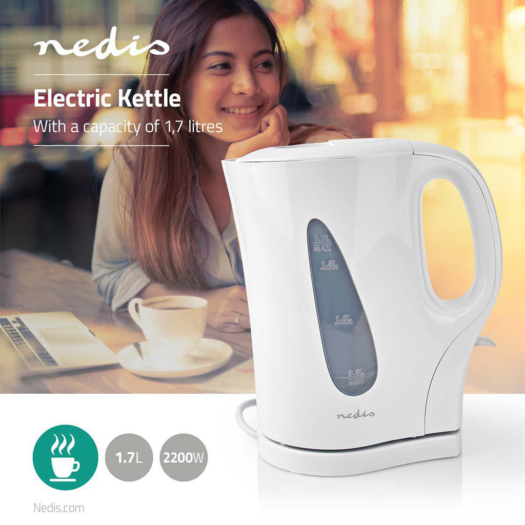 Elektromos vízforraló | 1.7 l | Műanyag | Fehér | Üresen forralás elleni védelem