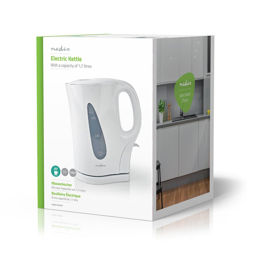 Elektromos vízforraló | 1.7 l | Műanyag | Fehér | Üresen forralás elleni védelem