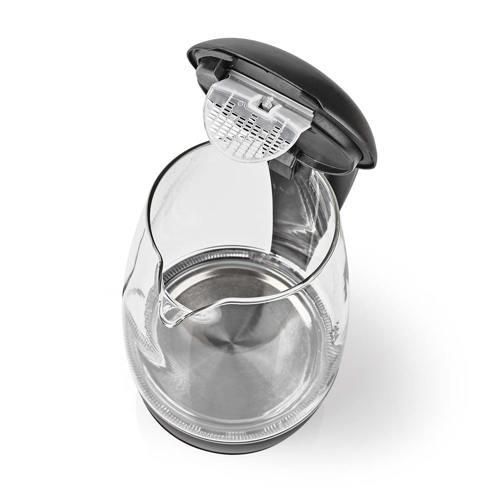 Elektromos vízforraló | 1,7 l | Üveg | Fekete | 360 fokban elfogatható | Rejtett fűtőszál | Strix® vezérlő | Üresen forralás elleni védelem