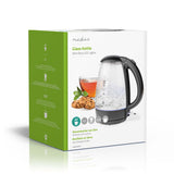 Elektromos vízforraló | 1,7 l | Üveg | Fekete | 360 fokban elfogatható | Rejtett fűtőszál | Strix® vezérlő | Üresen forralás elleni védelem