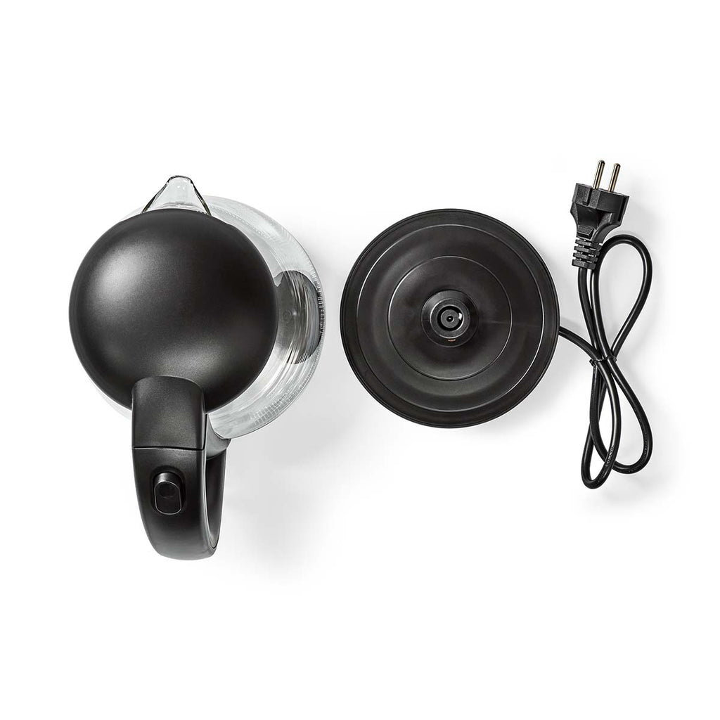 Elektromos vízforraló | 1,7 l | Üveg | Fekete | 360 fokban elfogatható | Rejtett fűtőszál | Strix® vezérlő | Üresen forralás elleni védelem