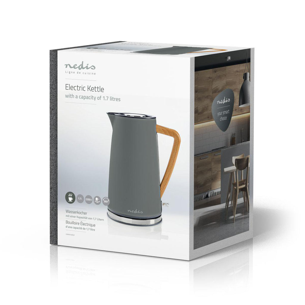 Elektromos vízforraló | 1.7 l | Puha Borítás | Szürke | 360 fokban elfogatható | Rejtett fűtőszál | Strix® vezérlő | Üresen forralás elleni védelem