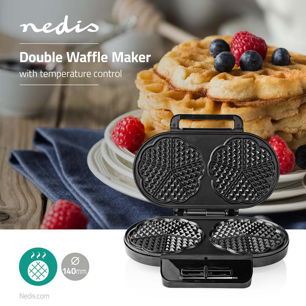 Gofrisütő | 2 x 5 Heart shaped waffles | 12 cm | 1200 W | Fém / Műanyag