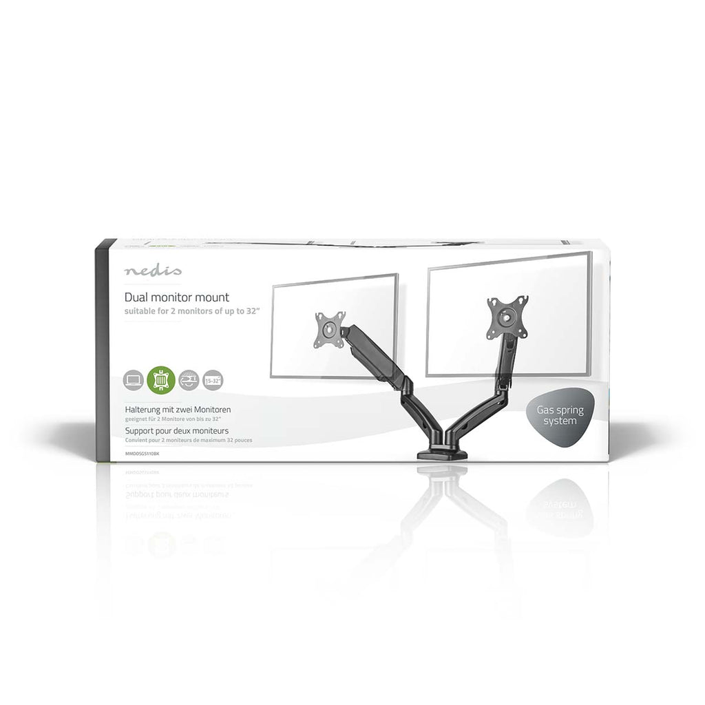 Asztali Monitor Tartó | Gázrugó | 2 Képernyő(k) | 15 - 32 " | 75x75 / 100x100 | Dönthető Forgatható-6