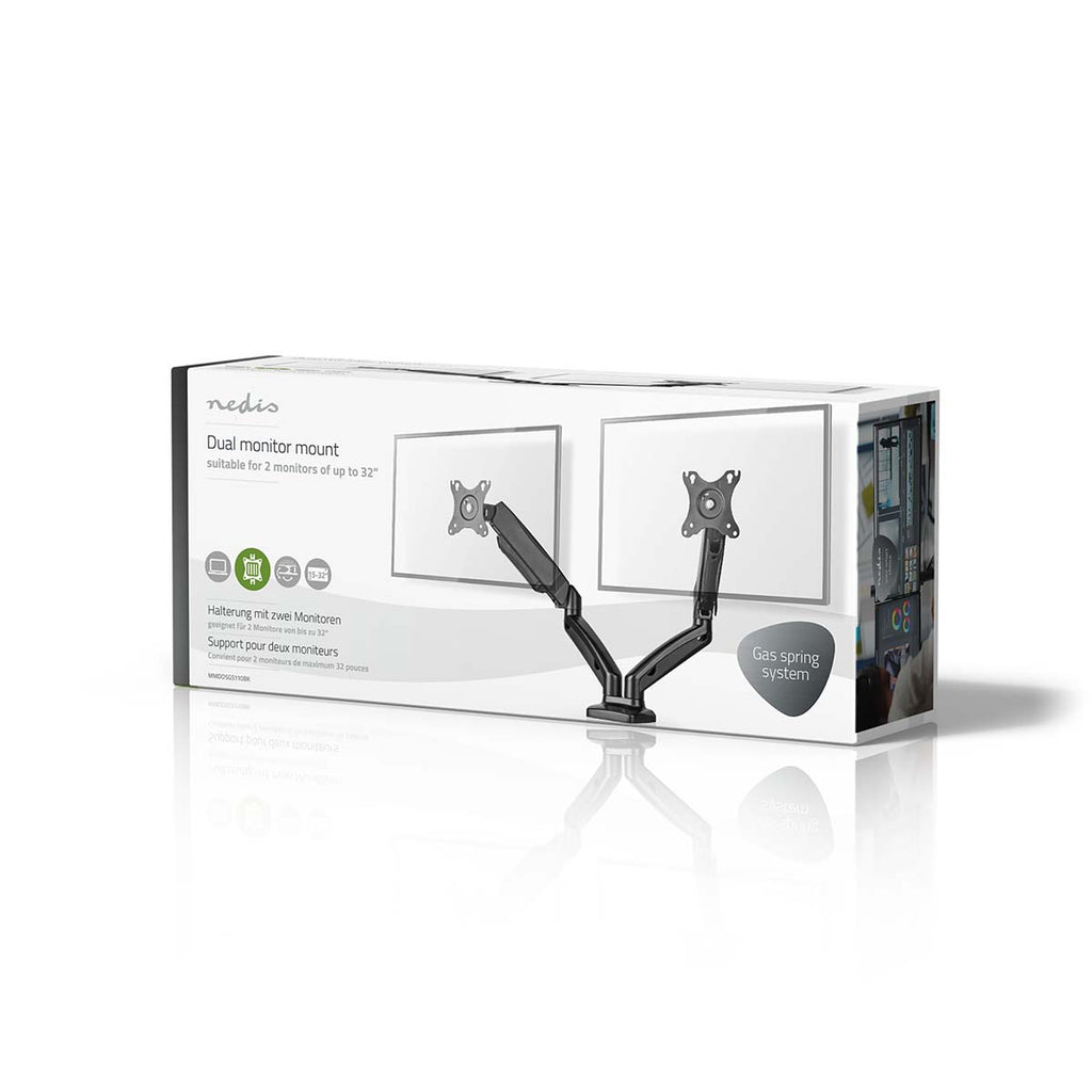 Asztali Monitor Tartó | Gázrugó | 2 Képernyő(k) | 15 - 32 " | 75x75 / 100x100 | Dönthető Forgatható-7