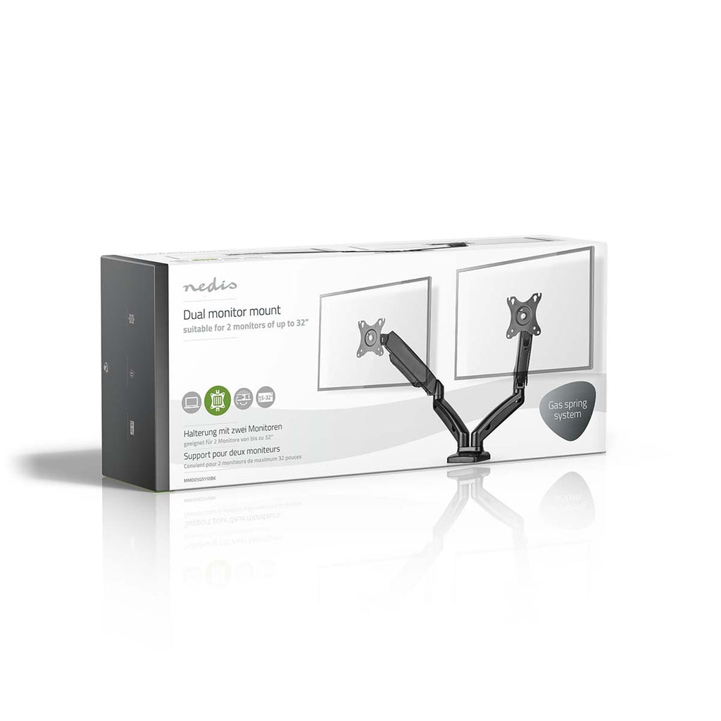 Asztali Monitor Tartó | Gázrugó | 2 Képernyő(k) | 15 - 32 " | 75x75 / 100x100 | Dönthető Forgatható-8