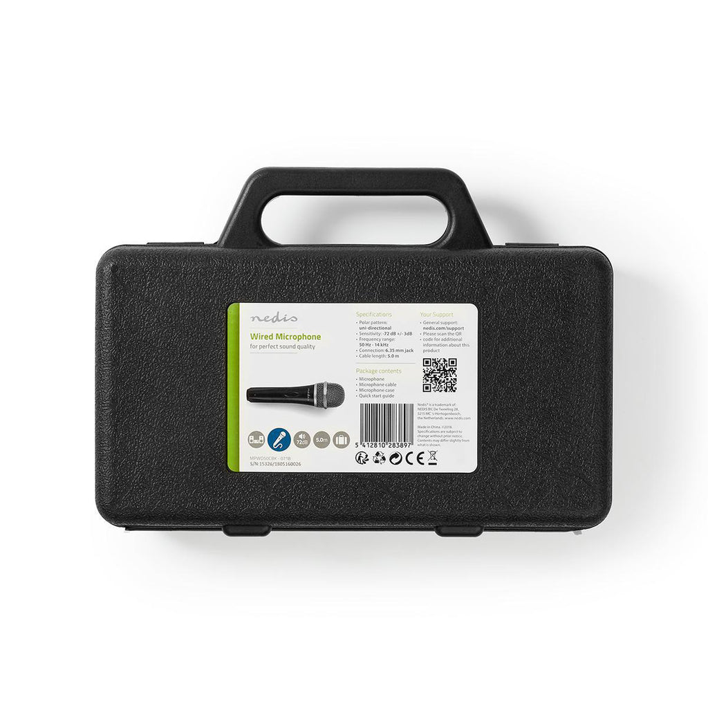 Vezetékes Mikrofon | -72 dB +/-3 dB Érzékenység | 50 Hz - 14 kHz | 5,0 m | Utazótok
