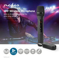 Vezeték nélküli mikrofon szett | 1 Mikrofon | Kardioid | 70 Hz - 13 kHz | 1000 Ohm | -95 dB | Hangerő szabályozás | Fekete